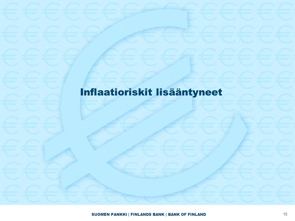 SUOMEN PANKKI | FINLANDS BANK | BANK OF FINLAND Inflaatioriskit lisääntyneet 15