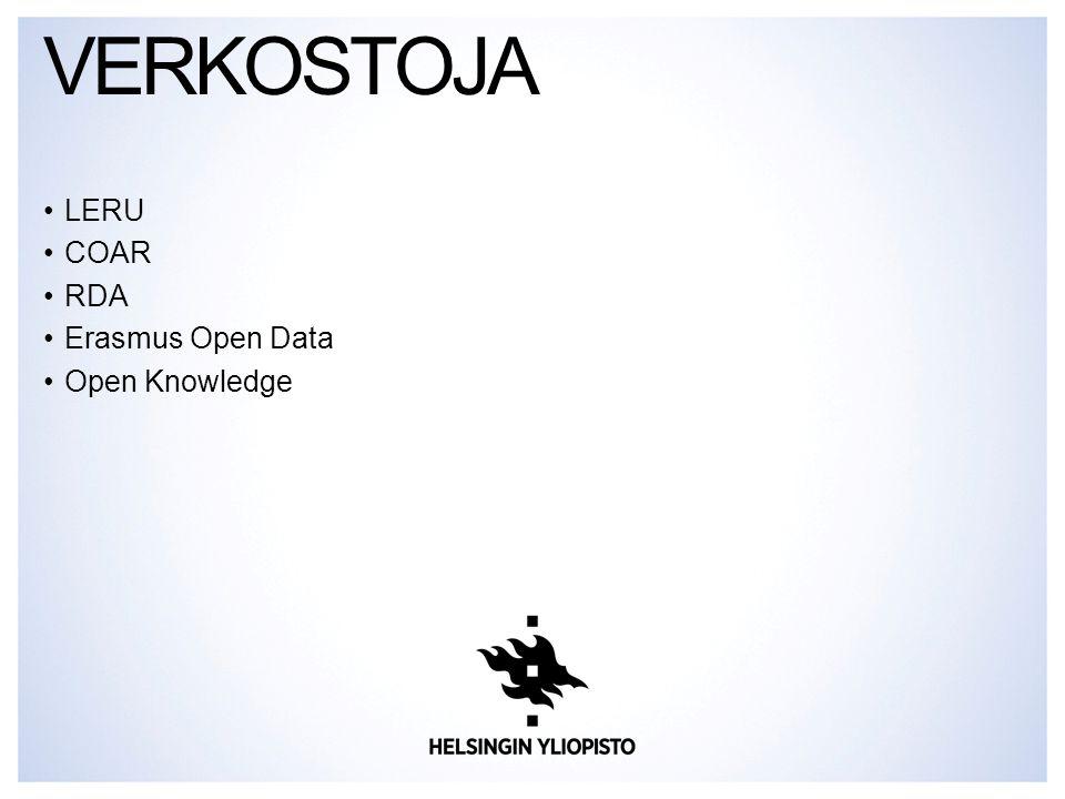 LERU COAR RDA Erasmus Open Data Open Knowledge VERKOSTOJA