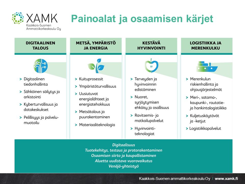Kaakkois-Suomen ammattikorkeakoulu Oy /   Painoalat ja osaamisen kärjet