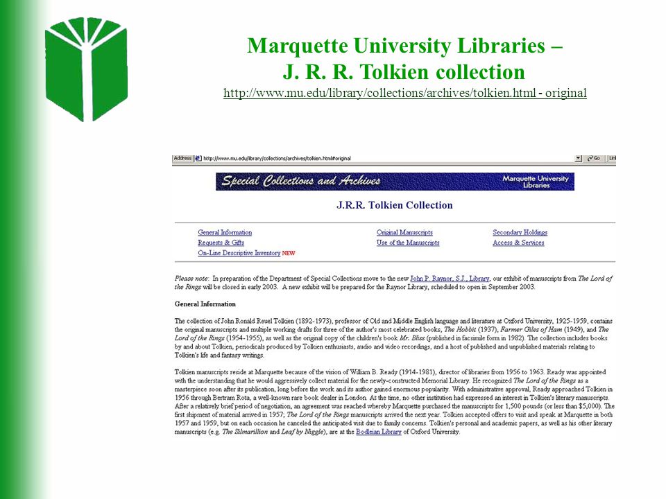 Marquette University Libraries – J. R. R.