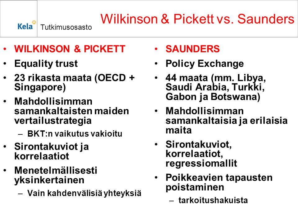 Tutkimusosasto Wilkinson & Pickett vs.