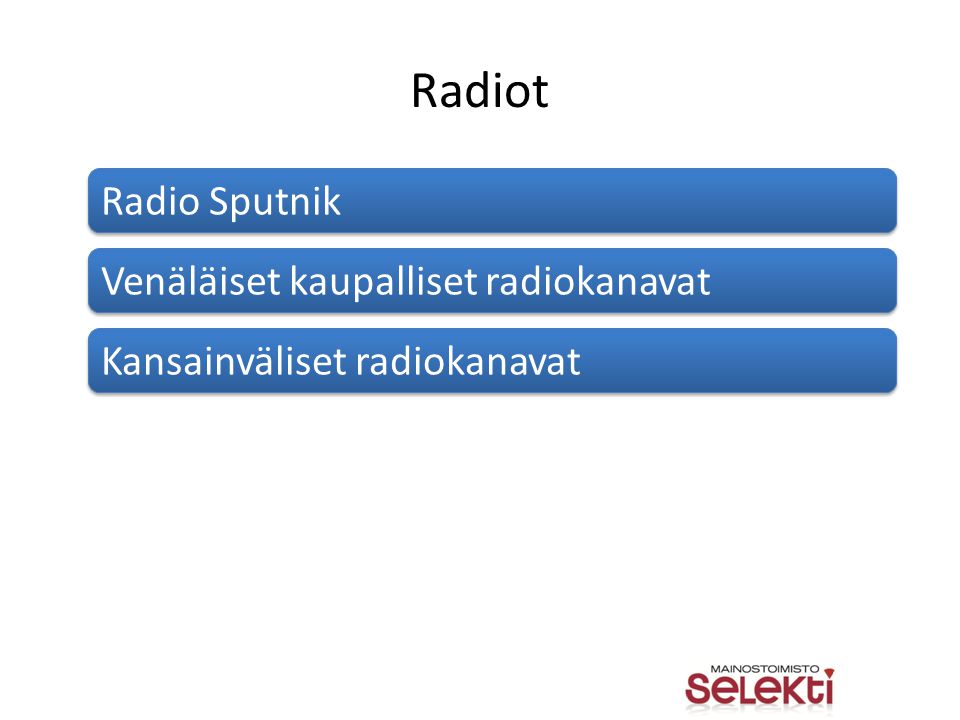 Radiot Radio Sputnik Venäläiset kaupalliset radiokanavat Kansainväliset radiokanavat