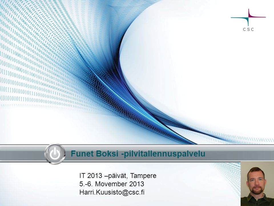 Funet Boksi -pilvitallennuspalvelu IT 2013 –päivät, Tampere 5.-6.