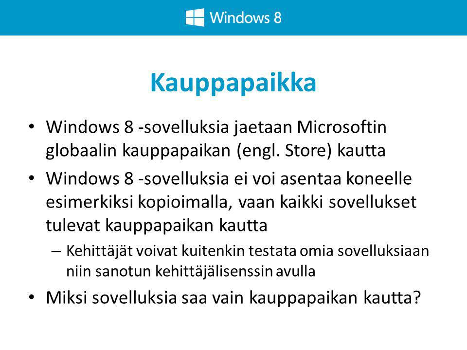 Kauppapaikka • Windows 8 -sovelluksia jaetaan Microsoftin globaalin kauppapaikan (engl.
