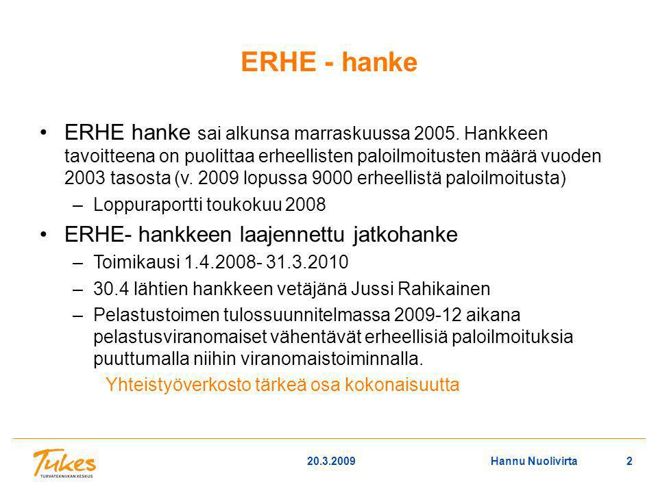 ERHE - hanke •ERHE hanke sai alkunsa marraskuussa 2005.