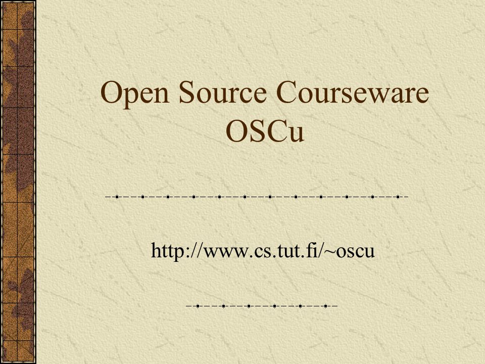Open Source Courseware OSCu