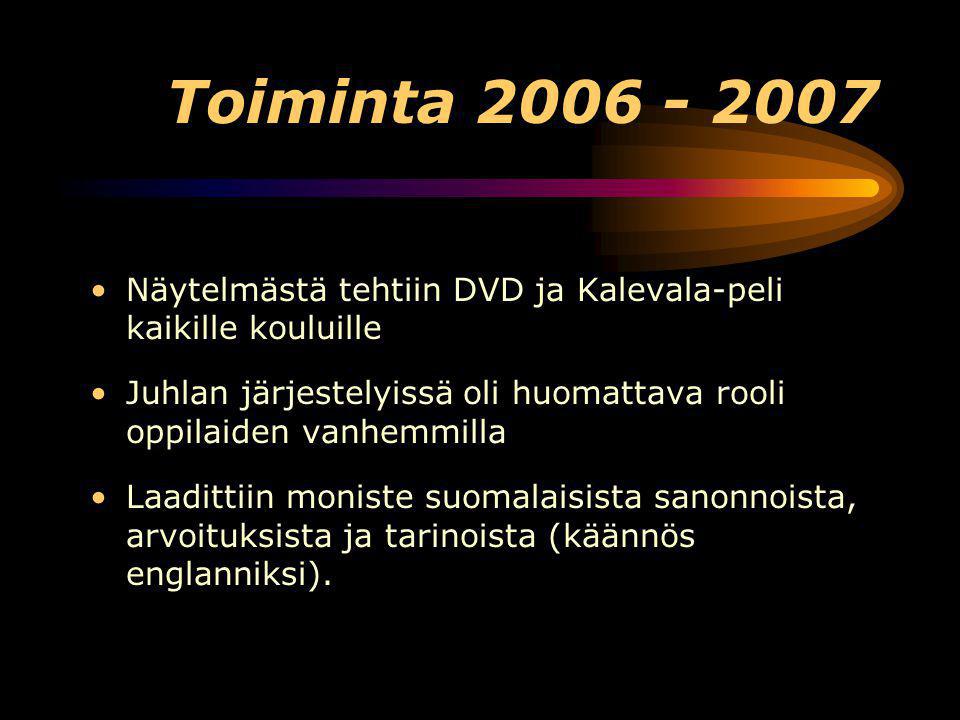 •Näytelmästä tehtiin DVD ja Kalevala-peli kaikille kouluille •Juhlan järjestelyissä oli huomattava rooli oppilaiden vanhemmilla •Laadittiin moniste suomalaisista sanonnoista, arvoituksista ja tarinoista (käännös englanniksi).