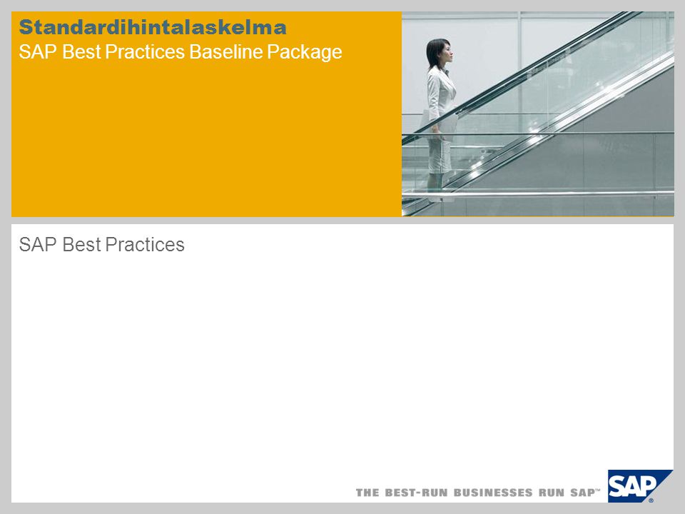 Standardihintalaskelma SAP Best Practices Baseline Package SAP Best Practices