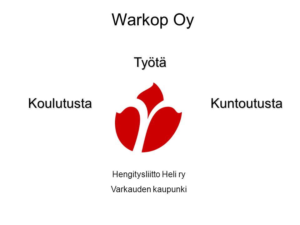 Warkop Oy Hengitysliitto Heli ry Varkauden kaupunki Työtä KoulutustaKuntoutusta