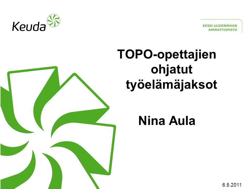 TOPO-opettajien ohjatut työelämäjaksot Nina Aula