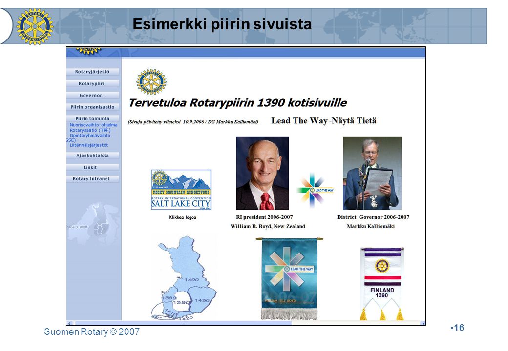 Suomen Rotary © Esimerkki piirin sivuista