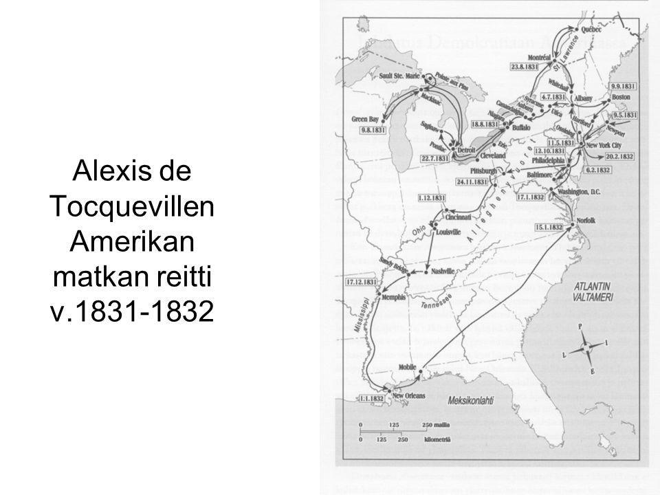 Alexis de Tocquevillen Amerikan matkan reitti v