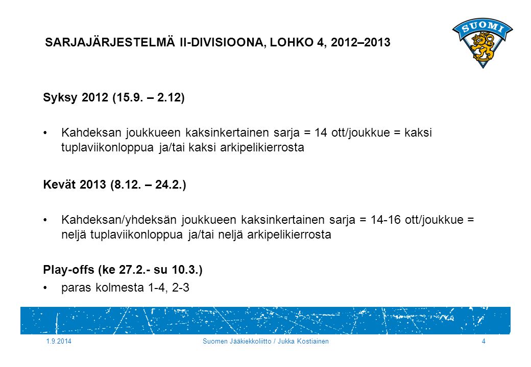 SARJAJÄRJESTELMÄ II-DIVISIOONA, LOHKO 4, 2012–2013 Syksy 2012 (15.9.