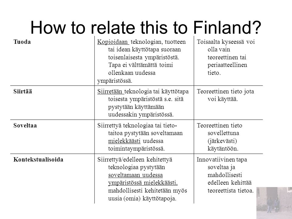 How to relate this to Finland.