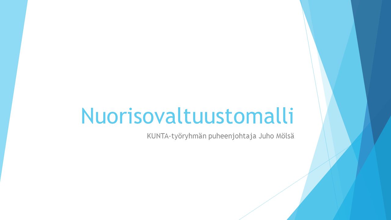 Nuorisovaltuustomalli KUNTA-työryhmän puheenjohtaja Juho Mölsä