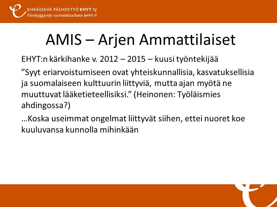 AMIS – Arjen Ammattilaiset EHYT:n kärkihanke v.