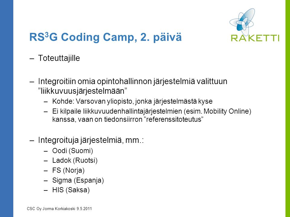 RS 3 G Coding Camp, 2.