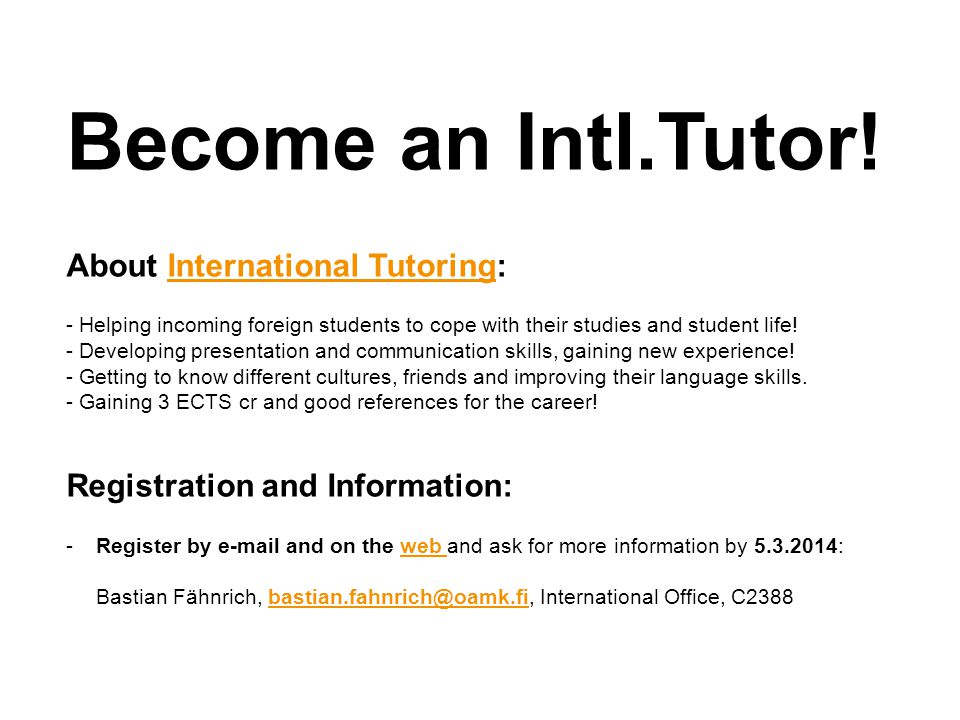 Become an Intl.Tutor.