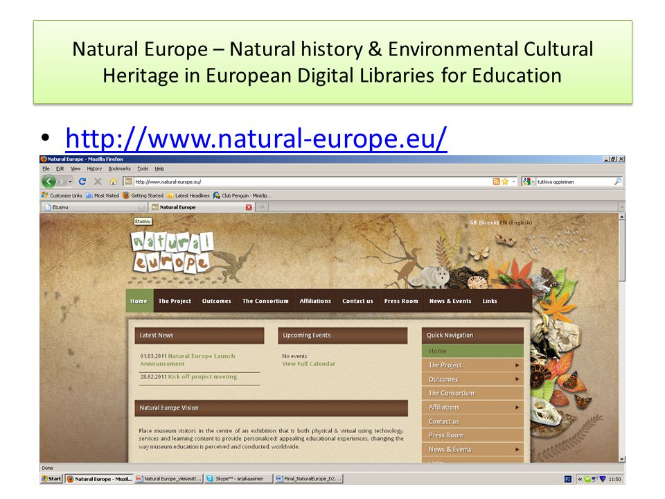 Natural Europe – Natural history & Environmental Cultural Heritage in European Digital Libraries for Education