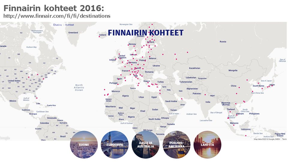 Finnairin kohteet 2016: