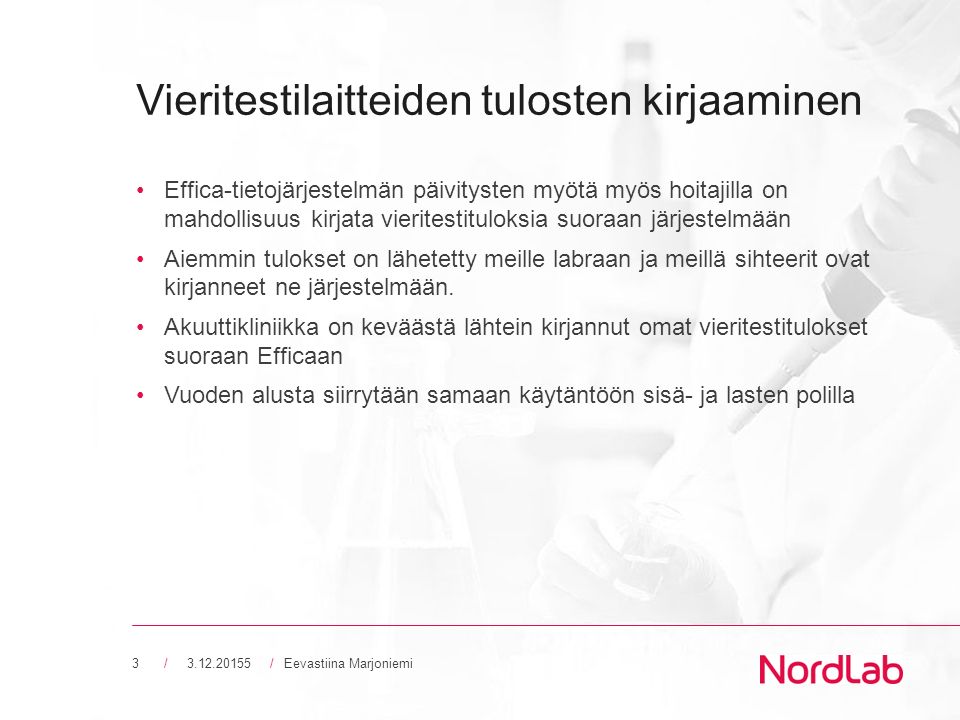 Alueellisen diabetestyöryhmän kokous 12/2015 Eevastiina Marjoniemi  Sairaalakemisti NordLab / Kemi Eevastiina Marjoniemi1. - ppt lataa