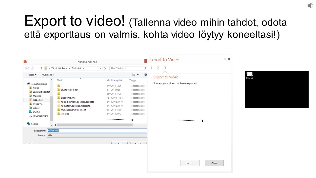 Export to video.