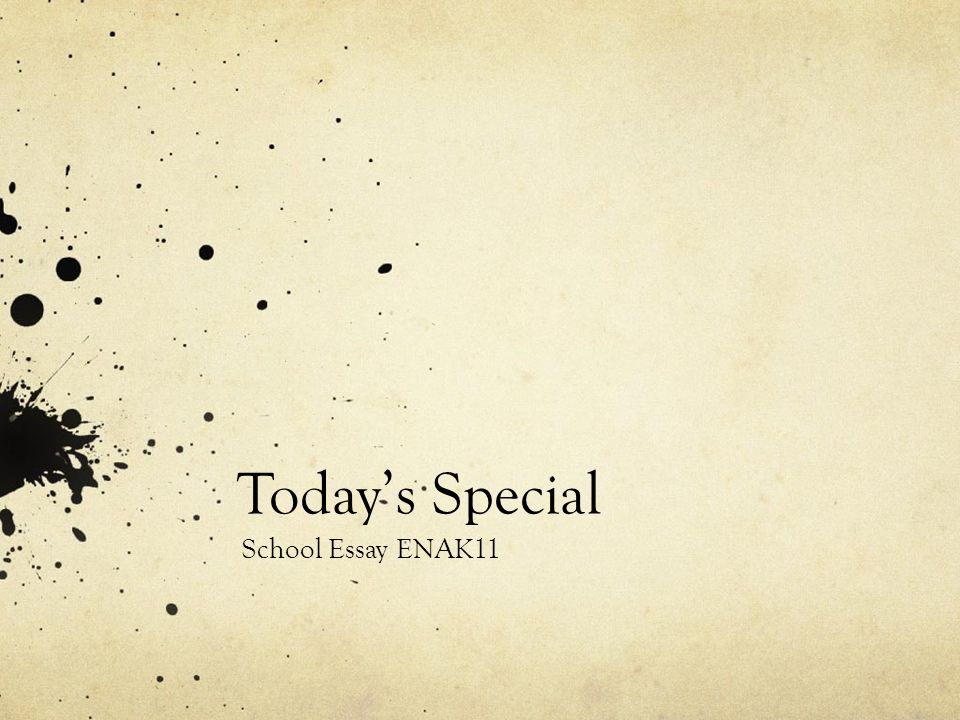 Today’s Special School Essay ENAK11
