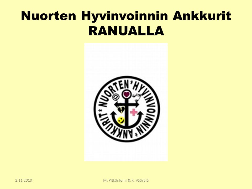 Nuorten Hyvinvoinnin Ankkurit RANUALLA M. Pitkäniemi & K. Väärälä