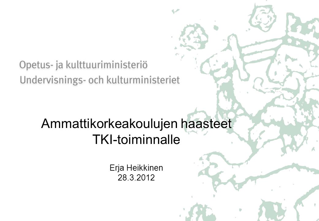 Ammattikorkeakoulujen haasteet TKI-toiminnalle Erja Heikkinen