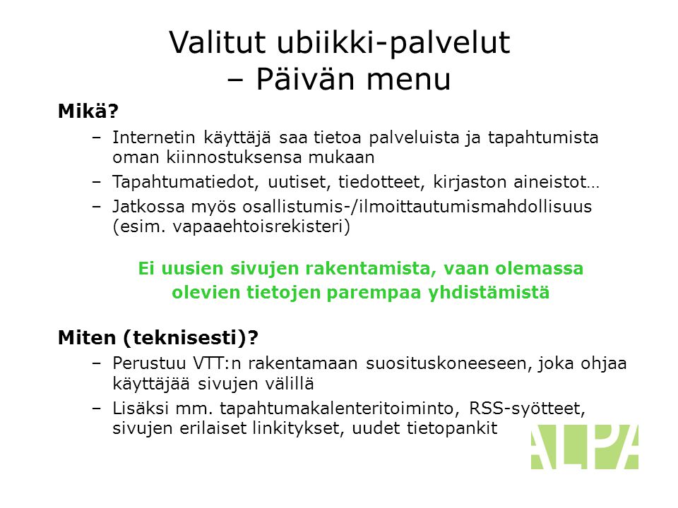 Valitut ubiikki-palvelut – Päivän menu Mikä.