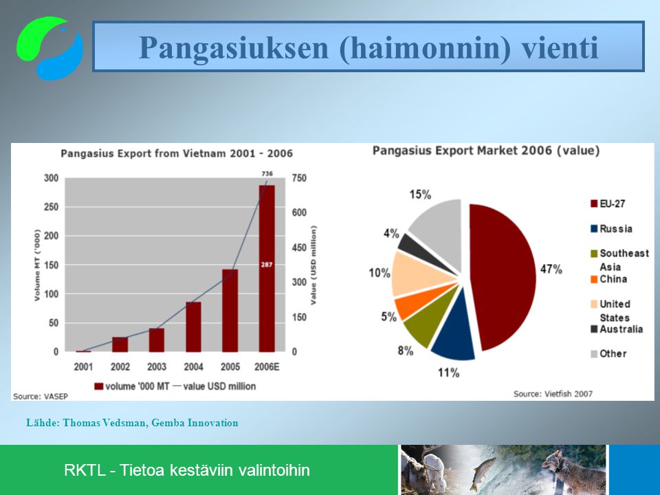 RKTL - Tietoa kestäviin valintoihin Pangasiuksen (haimonnin) vienti Lähde: Thomas Vedsman, Gemba Innovation
