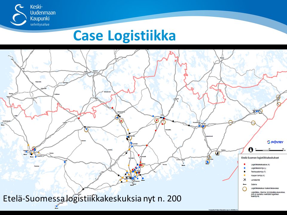 Case Logistiikka Etelä-Suomessa logistiikkakeskuksia nyt n. 200