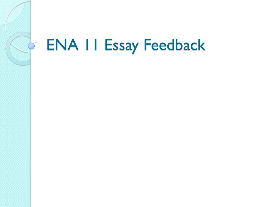 ENA 11 Essay Feedback
