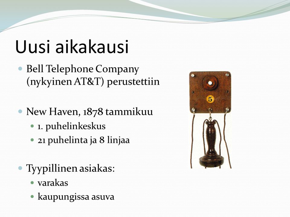Uusi aikakausi Bell Telephone Company (nykyinen AT&T) perustettiin New Haven, 1878 tammikuu 1.