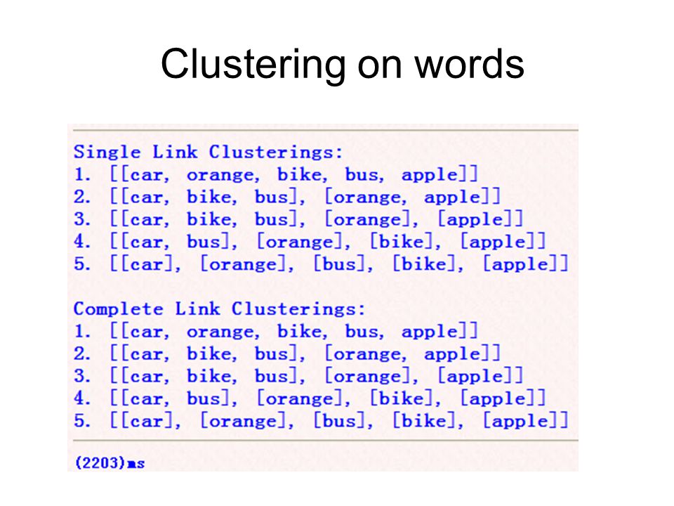 Clustering on words
