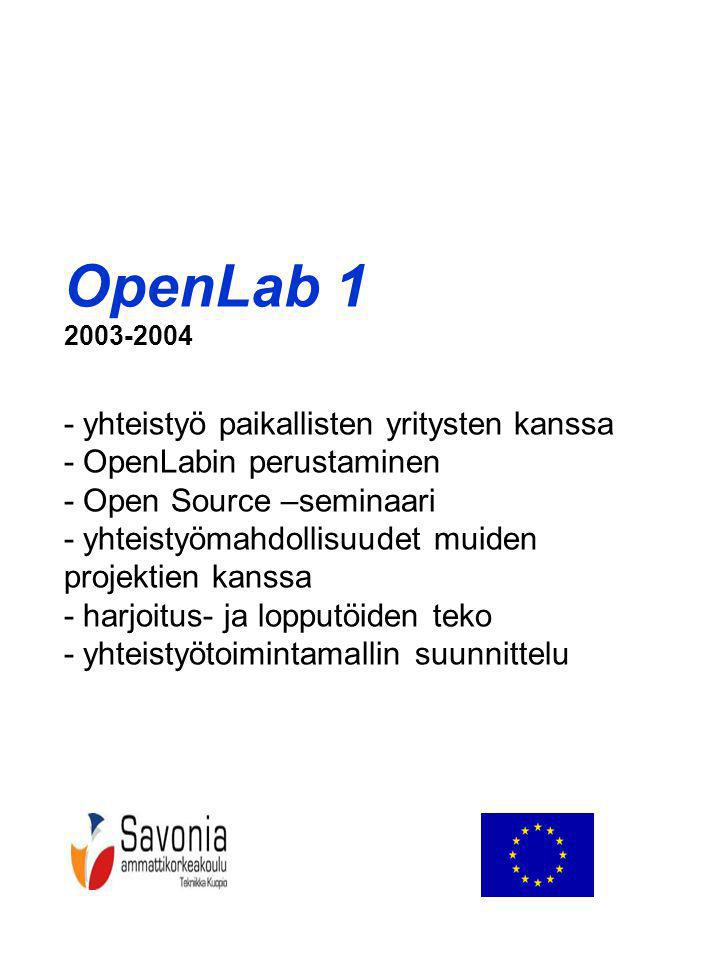 OpenLab yhteistyö paikallisten yritysten kanssa - OpenLabin perustaminen - Open Source –seminaari - yhteistyömahdollisuudet muiden projektien kanssa - harjoitus- ja lopputöiden teko - yhteistyötoimintamallin suunnittelu
